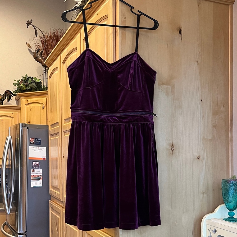 Elegant Purple Velvet Dress. Unzip & Wear Top & Skirt Separate